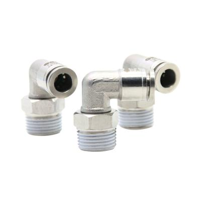 China Push In Pneumatic Fittings SUS 316L 90 Degree Right Angle Tube Joint KQG2L06-01S for sale