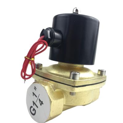 China 2W350-35 1 1/4 Inch Pure Brass Solenoid Valve Water Air Valve Normally Close NC for sale