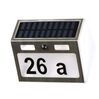 China Polycarbonate Stainless Steel Solar Collector House Number Light Outdoor Solar LED Wall Light for sale