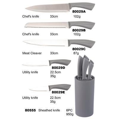 China New Hot Selling Style Minimalist 6 Pieces Stainless Steel Kitchen Sharp Knife Set for sale