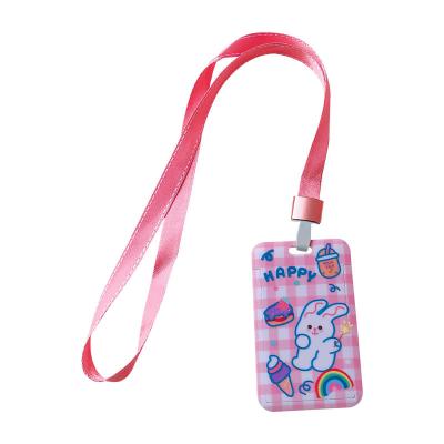 China Cute Holder Lanyard Push Card Holder Simple Decroration Spot Cartoon Calf Student Bus Access Card Holder for sale