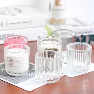 China Home Decor Bulk Custom Jars For Candles Jars Candle Luxury With Lid Covers Clear Glass Scented Candle Jar for sale