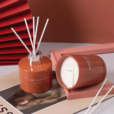 China Custom Empty Home Decoration Aroma Glass Cylinder 200ML Perfume Reed Diffuser Bottles With Lid Rattan Sticks for sale