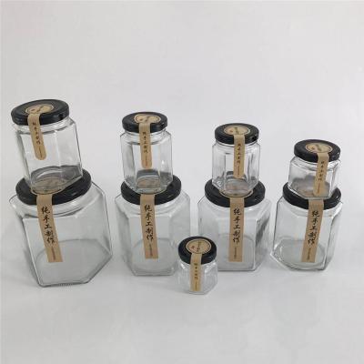 China Traditional Wholesale Empty Square Honey Jam Sauce Jar Food Clear Glass Storage Bottles&Jars for sale