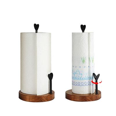 China High Quality Home Decor Bathroom Roll Paper Towel Holder Rustic Wooden Paper Towel Standing Rack for sale