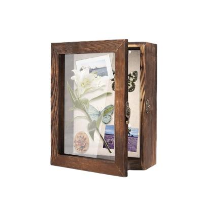 China 2022 trend high quality wooden rustic home decor photo frame photo box shadow box gift for sale