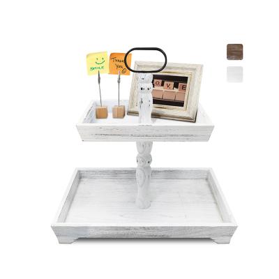 China Rustic Rustic Rectangular Food Tray with 2pcs Clip and 1pc Photo Holder Frame Pet Trays for Modern Fresh Fruit Tiered Tray. for sale