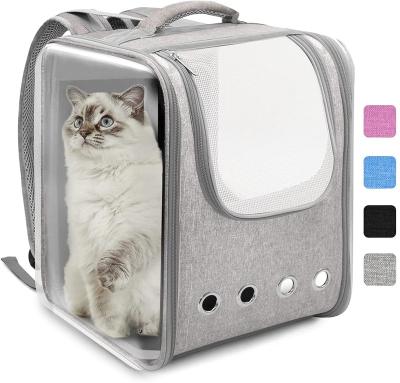 China Cat Backpack Carrier Pet Backpack Carriers Stored Cats Foldable Air Capsule Carrier Transparent Backpack For Travel for sale