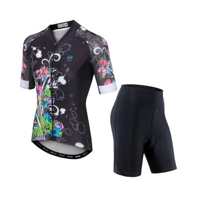 China Breathable Wholesale High Elasticity E-Bike Tank Tops Women Printing Wear Shorts Sleeve Bike Cycling Suit for sale