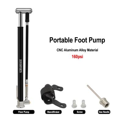 China Portable Aluminum/Alloy Bicycle Foot Compressor High Pressure With Barometer Aluminum Alloy Bicycle Tire Pump for sale