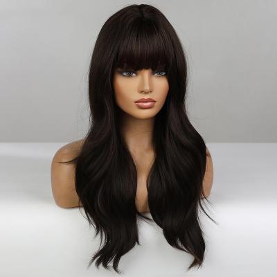 China Daily Fast Delivery Synthetic Wavy Wigs Use Wavy Hair Black Wig For Women Hair Wigs Wholesale Price Synthetic Wig for sale