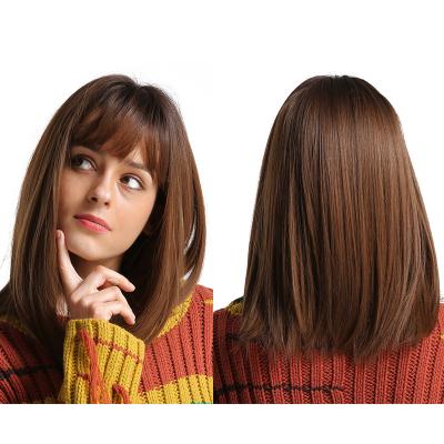 China Daily use HAOLING Brown Bob Synthetic Wigs for women straight wigs with synthetic wigs shortly for sale