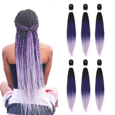 China Like Real Natural Hair Ombre Purple Colored Straight Hair Bundles Synthetic Hair Extensions Twist Braiding Hair Jumbo Braided Lace Wigs TZ Braids for sale