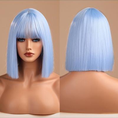 China Daily Use HAIRCUBE Synthetic Wigs Supplier Medium Light Blue Hair Wigs Long For Daily Party Cosplay Fiber Heat Resistant Hair for sale