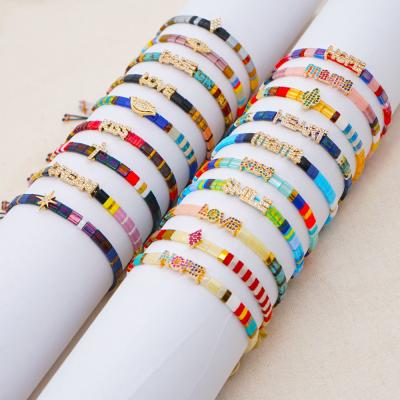 China Bohemia AMOR Devil Eye Miyuki Tila Beads DIY Fashion Alloy Bracelet 2021 drop shipping for ladies for sale