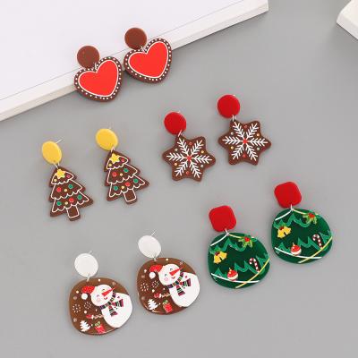 China S925 Needle Dangle Earrings Christmas Cute Silver Acrylic New Fashion Dangle Earrings Navidad d'Arete Jewelry For Gift for sale