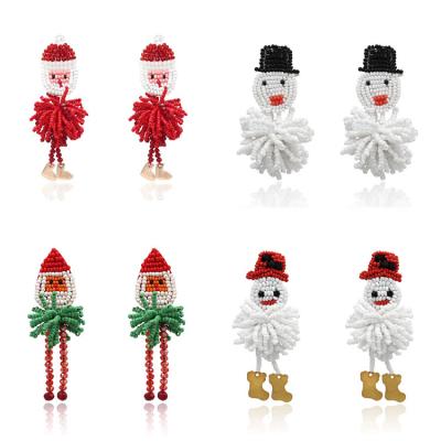 China 2021 New Cute Cute Beaded Tassels Drops Santa Snowman Christmas Party Handmade Jewelry Gifts Earrings Accessories for sale