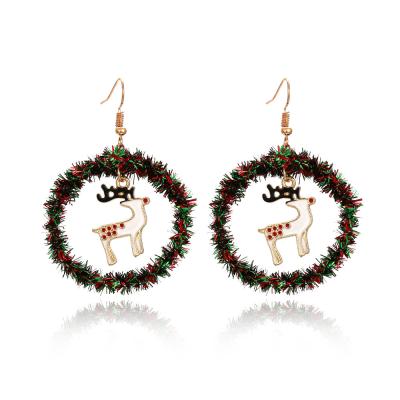 China Cute Creative Handmade Deer Santa Claus Snowman Hoop Drop Earrings Christmas Jewelry Tree for sale