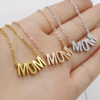 China Disc Amor Hot Sales MOM Letter Necklace Stainless Steel Mother's Day Gift Jewelry Women Beaded Pendant Necklace for sale