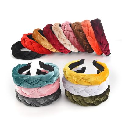 China High Quality Golden Elegance Hot Sales Velvet Fabric Twist Headband Hair Accessories for sale