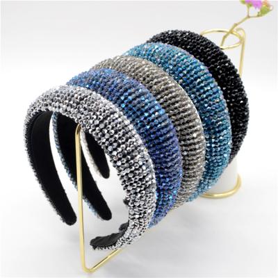 China European and American Sponge Pure Crystal Ball Headband Fashion Temperament Color Fashion Hair Vincha Elegant Crystal Bands for sale