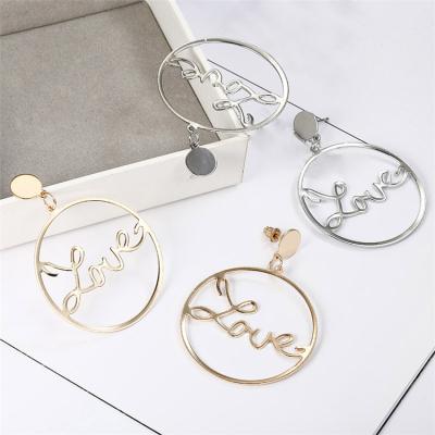 China Office/Career China Manufacturing Cheap Hot Sale Large Geometric Circle LOVE Letter Earrings AMOR for sale