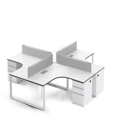 China Modern four person workstation with table partition and pedestals modern style desk for sale