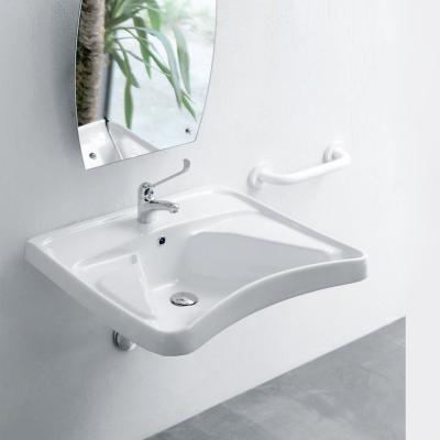 China Other Wholesale Ceramic Ergonomic Elder Framed Wall Mounted Sink Bathroom Sink Lavatory Toilet Sink Care for sale