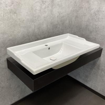 China Thermostatic Faucets Single Basin Slim Top Basin Vanity Top Wholesale Price CE Edge Cabinet Washroom Bathroom Single Sink for sale