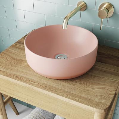 China Matte Powder Girl Cherry Blossom Series Dresser Art Ceramic Thermostatic Wash Basin for sale