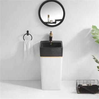 China Latest Design Ceramic Pedestal Sink One Piece Pedestal Sink Floor Sink Pedestal Sink Modern Minimalist Ceramic Standing Bathroom for sale