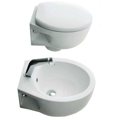 China Other China Popular High End Smart Soft Close Seat Cover Rimless WC Round Rimless Wall Hung Toilet for sale