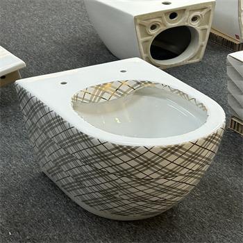 China Royal Luxury Decorative Modern Pattern Bathroom Latest Gold Plated Minimalist Exclusive Design Ceramic Toilet for sale