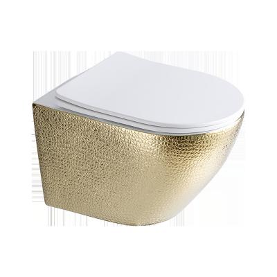 China 2023 Europe luxury bathroom high quality gold toilet rimless smart flush bidet set bathroom bronzing ceramic light luxury hanging for sale