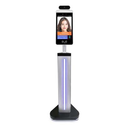 China Full 8 Inch Indoor Floor Standing Face Recognition Temperature Checking Touch Kiosk for sale