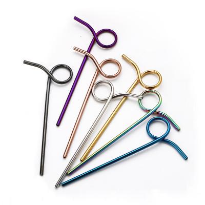 China Straw Stainless Steel Drinking Metal Straws Set Viable Reusable Loop 96 Shape Fun Colorful Straws for sale