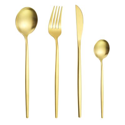 China Reusable Reusable Plating Gold Stain Polish Flatware Spoon Fork Knife Stainless Steel Cutlery Silverware for sale