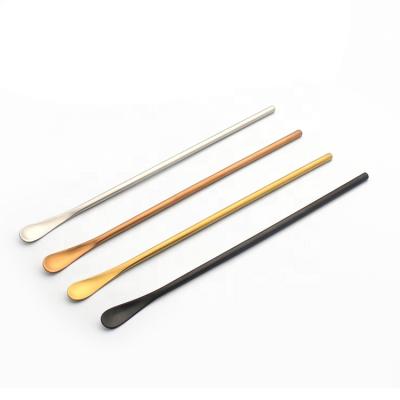 China Hot Sale 304 Stainless Steel Teaspoon Long Handle Durable Titanium Creative Bar Stirring Scoop Dessert Spoon Cute Color Latte Spoon for sale