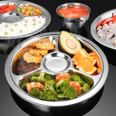 China 304 Stainless Steel Dinner Dishes Kids Dinner Dish Viable Round Steel Plates for sale