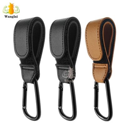 China Style Eco-Friendly Leather Stroller Hooks Stroller Clips For Bags Trolley Rotating Organizer Pram Hook Stroller for sale