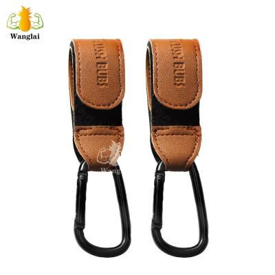 China Baby Buggy Pram Hang Carabiner Clip Stroller Accessories Eco-Friendly Rotatable Leather Rotatable Leather Hook Baby Stroller Bag for sale