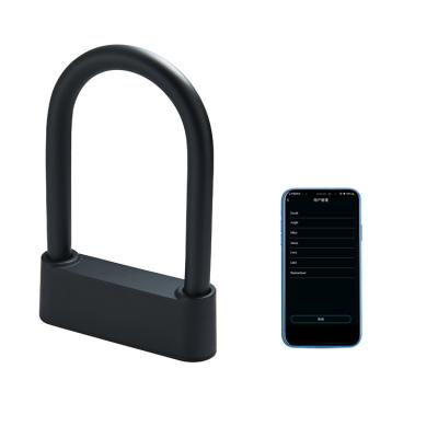 China Durable High Security Waterproof IP67 Hardened Steel Security BLE Fingerprint Safe Smart Bike Lock With Key for sale