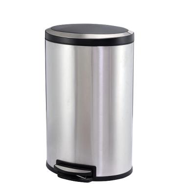 China Sustainable 32L Stainless Steel Oval 2-Compartment Pedal Trash Can With Soft Close Lid for sale