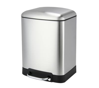 China 6L/12L/30L Stainless Steel Pedal Bin Rectangle Waste Bin Viable Single Trash Bin for sale