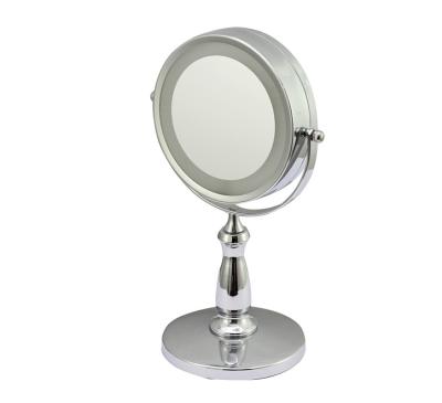 China New Chrome Plated LED Lighted Stand Mirror Makeup Mirror With LED for sale