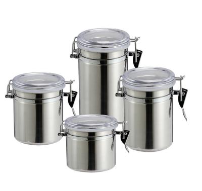 China Sustainable Household Kitchen Stainless Steel Food Container Set Food Canister Set for sale