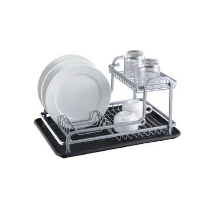 China Sustainable Household Aluminum Dish Draining Rack Household Kitchen Dish Shelf Storage Dish Rack for sale