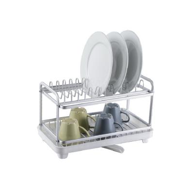 China Sustainable Kitchen Aluminum Dish Rack Shelf 2 Layer Corner Drying Dish Rack for sale