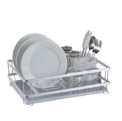 China Sustainable Wholesale Aluminum Kitchen Drying Dish Rack With Drainer for sale