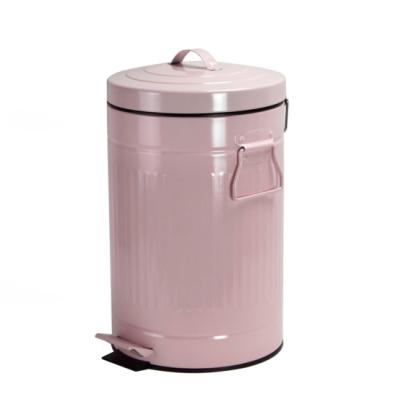 China Sustainable High Quality Colorful Round Metal Pedal Trash Can With Soft Close Lid for sale